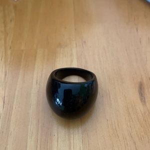 Black Vintage Funky Chunky Acrylic Ring Size 7